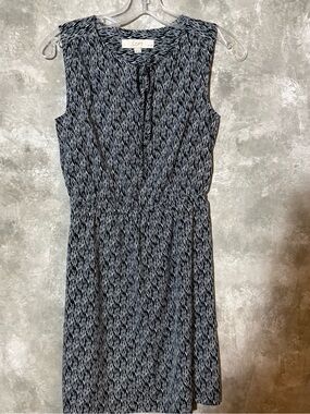 LOFT Black & White Sleeveless Tie-Neck Midi Dress (love 22)